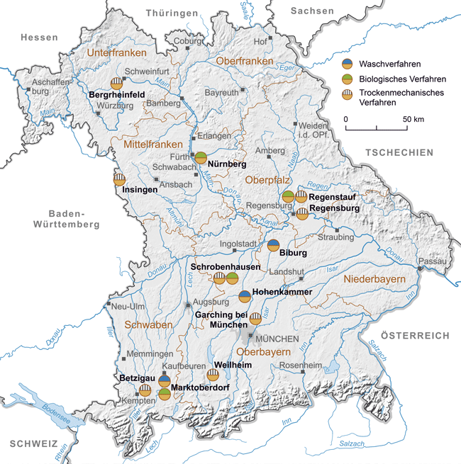 Bayernkarte mit Bodenbehandlungsanlagen