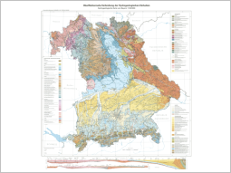 Bayernkarte mit den Hydrogeologischen Einheiten (in verschiendenen Farben dargestellt)