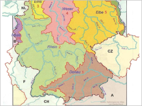 Karte von Deutschland mit umliegenden Nachbarn
