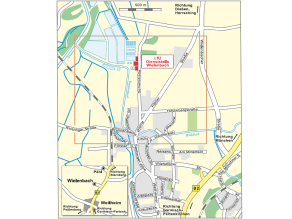 Anfahrtsbeschreibung (Karte) für den Weg zur LfU-Dienststelle Wielenbach, diese liegt nördlich des Ortes.