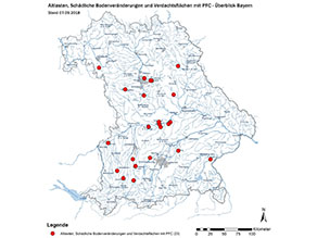 Bayernkarte mit den markierten Standorten