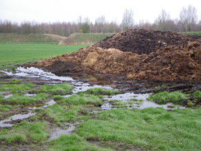 Vernässtes Stallmistlager bei einem Feld