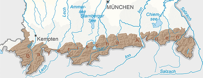 Die Bayerischen Alpen im Süden von Bayern