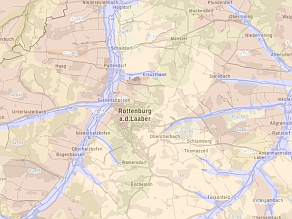 Überblick: Screenshot der Bodenübersichtskarte 1:200.000 (BÜK200) bei Rottenburg an der Laaber.