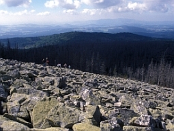 Wanderer auf dem Weg zum Lusengipfel