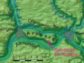 Karte mit dem Arzberg und der Durchbruchsstelle