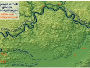 Kartenausschnitt mit Verlauf der Ur-Donau