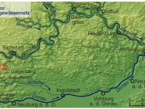 Kartenausschnitt mit dem heutigen Verlauf der Donau