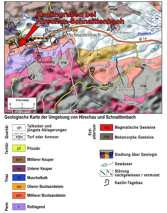 Geologische Karte der Umgebung von Hirschau-Schnaittenbach