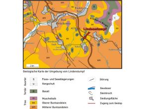 Die geologische Karte der Umgebung vom Lindenstumpf