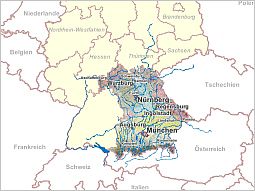Bayernkarte mit umliegenden Nachbarländern Bayernkarte mit umliegenden Nachbarländern