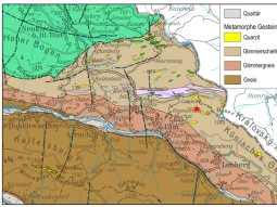 Kartenausschnitt: Die Verbreitung der Quarzite im Lamer Winkel