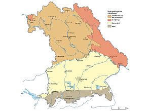 Bayernkarte mit den Hydrogeologischen Großräumen