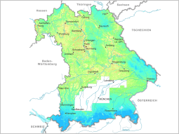 Bayernkarte mit farblicher Markierung wo wieviel Sickerwasser anfällt.