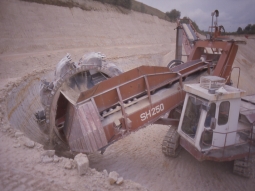 Abbau von Kaolin durch Schaufelradbagger