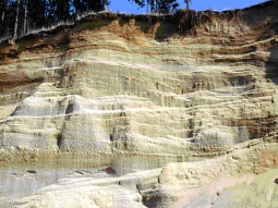 Die Wände der Grube aus Sand