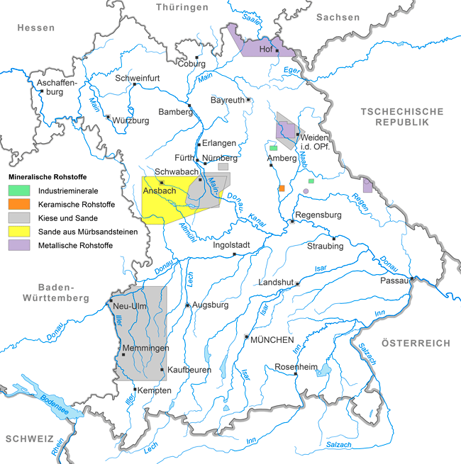Bayernkarte mit Markierungen der Erkundungsgebiete aus Band 1