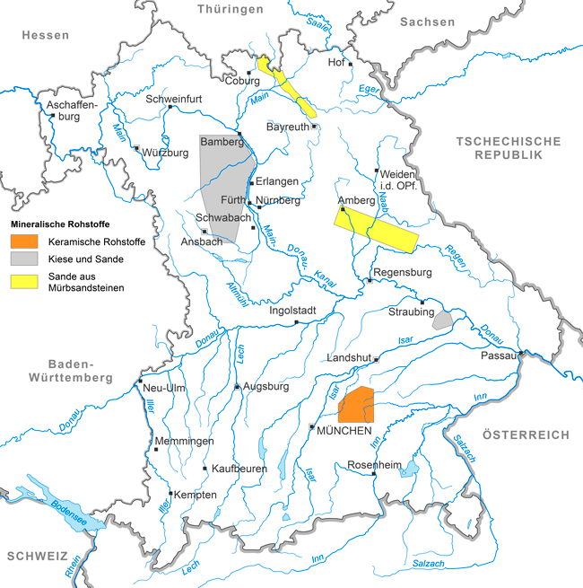 Bayernkarte mit Markierungen der Erkundungsgebiete aus Band 2