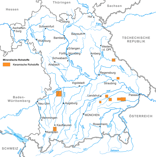 Bayernkarte mit Markierungen der Erkundungsgebiete aus Band 3