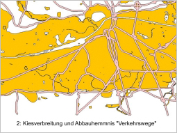 Kiesverbreitung und Abbauhemmnis Verkehrswege