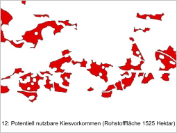 Flächendarstellung von ausschließlich potentiell nutzbaren Kiesvorkommen