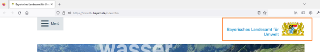 Links der Schriftzug 'Bayerisches Landesamt für Umwelt', daneben das sogenannte Große Staats-Wappen von Bayern. 2 Löwen stehen links und rechts von einem Wappen.