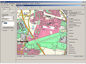 Bildschirmkopie des Kartenfensters des Eingabeprogramms PC-ASK.