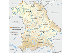 Bayernkarte mit markierten Bereichen zur Verteilung der Wiesenbrüter