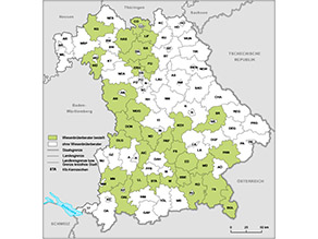 Bayernkarte mit markierten Landkreisen