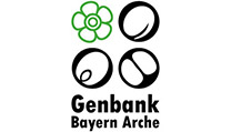 Grafische Darstellung von vier Symbolen in zwei Zeilen, wobei jeweils zwei Symbole in einer Zeile angeordnet sind. Darunter der Schriftzug Genbank Bayern Arche