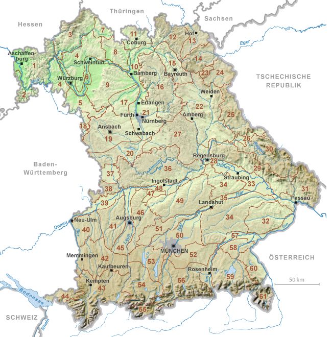 Übersichtskarte Kulturlandschaft Bayern