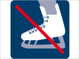 Fuß mit Schlittschuh, durchgestrichen. Fuß mit Schlittschuh, durchgestrichen.