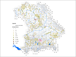 Kartenblatt zur Verbreitung und Häufigkeit der Dohle (Vogel des Jahres 2012) in Bayern