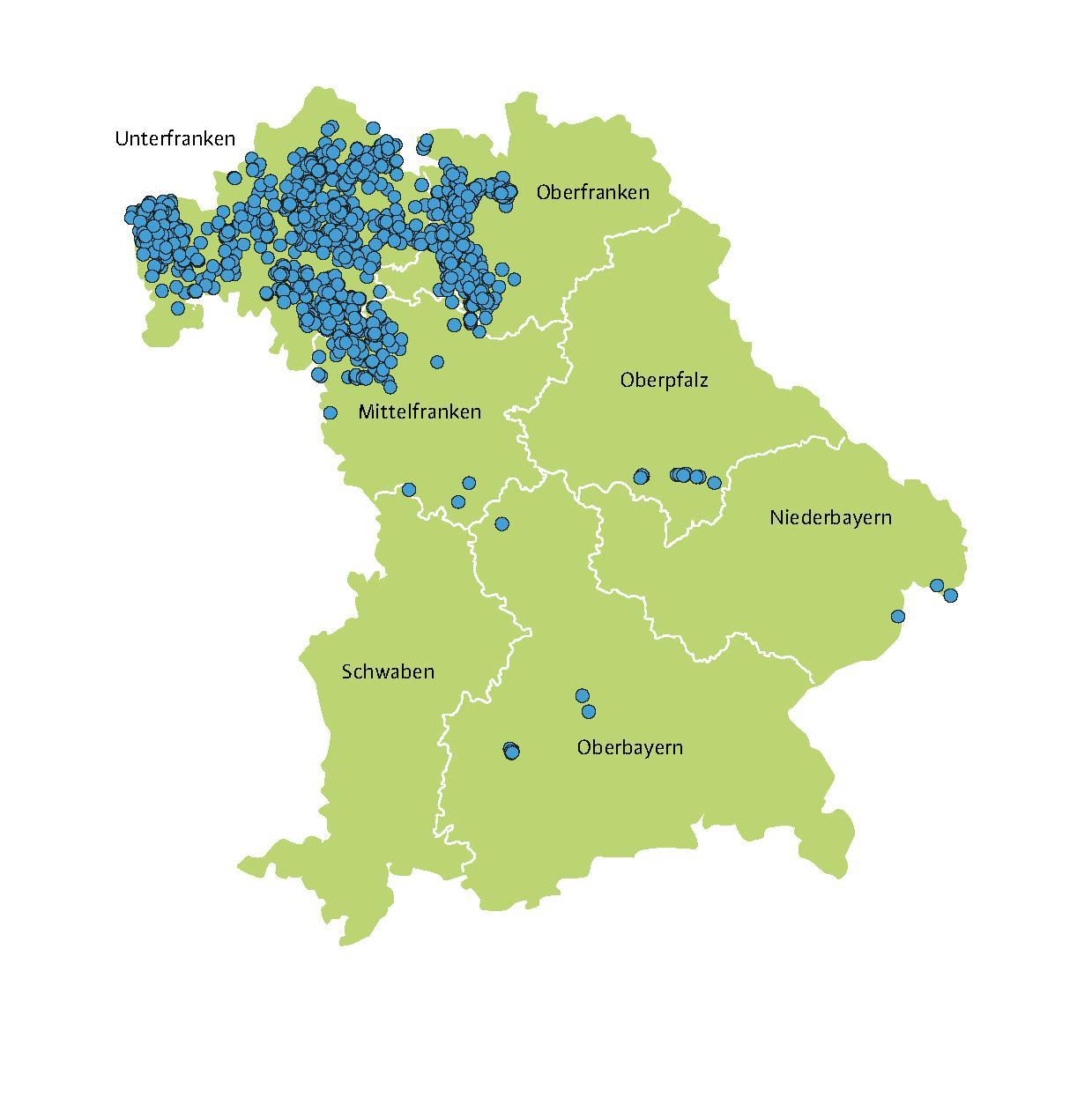  Dank aufmerksamer Bürgerinnen und Bürgern, die ihre Hirschkäfer-Beobachtungen gemeldet haben, entstand 2022 ein hervorragendes Verbreitungsbild des Hirschkäfervorkommens in Bayern.
