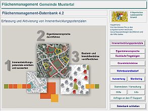 Startmaske der Flächenmanagement-Datenbank