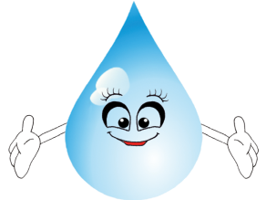 Das ist Lea, ein gezeichneter Wassertropfen mit Gesicht und Händen. Lea breitet ihre Hände aus und lächelt. Das ist Lea, ein gezeichneter Wassertropfen mit Gesicht und Händen. Lea breitet ihre Hände aus und lächelt.