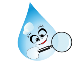 Tropfen Lea mit einer Lupe. Tropfen Lea mit einer Lupe.