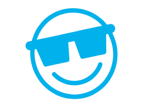 Hellblauer Smiley mit Sonnenbrille. Hellblauer Smiley mit Sonnenbrille.
