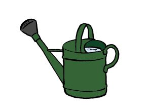 Eine gezeichnete Gießkanne. Eine gezeichnete Gießkanne.