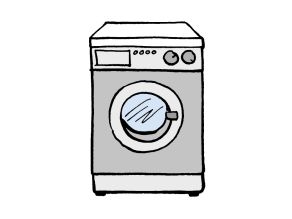 Eine gezeichnete Waschmaschine. Eine gezeichnete Waschmaschine.