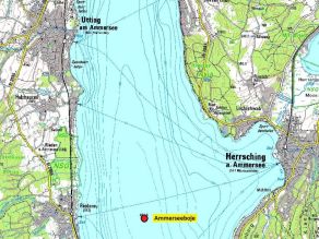 Kartenausschnitt mit Markierung der Bojenposition im Ammersee