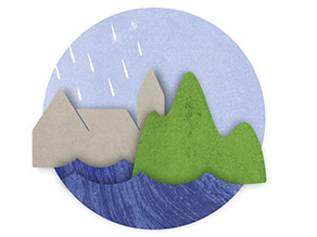 Logo der Wanderausstellung 'Wasser in Stadt, Land, Fluss'