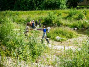 Kinder untersuchen die renaturierte Selb mit Keschern bei einem Erlebnistag im Rahmen der Bayerisch-Tschechische Freundschaftswochen im Juni 2023. Kinder untersuchen die renaturierte Selb mit Keschern bei einem Erlebnistag im Rahmen der Bayerisch-Tschechische Freundschaftswochen im Juni 2023.