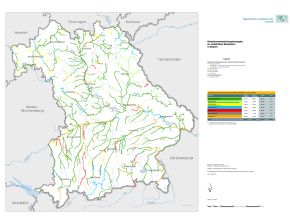 Übersichtskarte von Bayern mit farbiger Darstellung des Stands der Gewässerentwicklungskonzepte (Übersichtsbild). Bayernkarte, siehe auch nachfolgende PDF-Datei.
