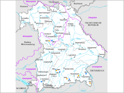 Bayernkarte mit Messstellen an Seen