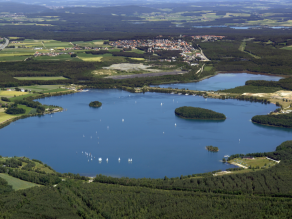 Luftbild von Steinberger- und Knappensee.