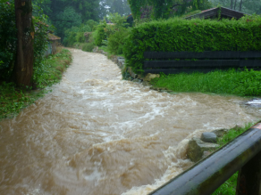 Hochwasser führender Bach