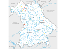 Bayernkarte mit Markierung der Messtellen