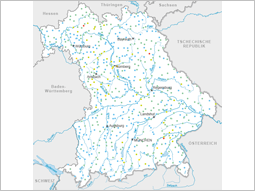 Bayernkarte mit Markierung der Messtellen