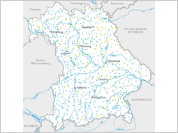 Bayernkarte mit Markierung der Messtellen